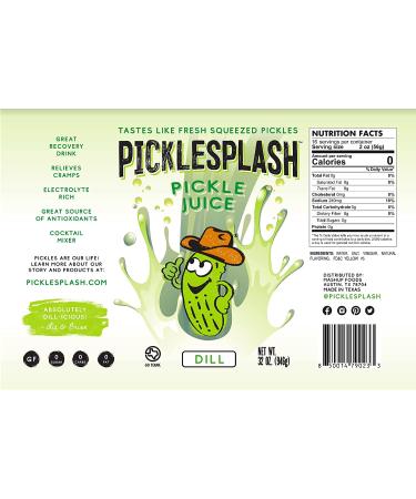 PickleSplash - Dill Pickle Beverage - Sports Hydration Drink for Leg and Muscle Cramps  Pickle Brine  Cooking  Marinade  Cocktail Mixer - 32 oz. Per Bottle (4 Pack) 32 Fl Oz (Pack of 4) - Buy Online on SooperMarket.com