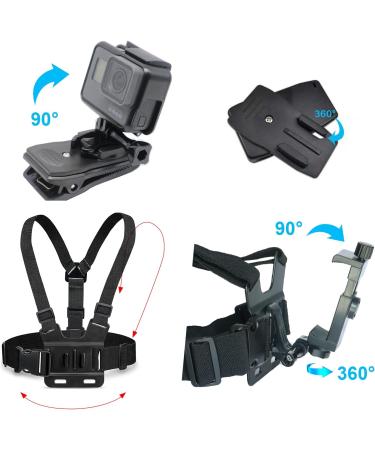Jamuil's Chest Strap & Backpack Holder with Phone Clip - Action Camera Accessories for GoPro DJI Osmo Insta360 & iPhone 15/13/12 - Buy Online on SooperMarket.com