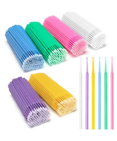 800Pcs Disposable Micro Brushes Applicator Fine Micro Applicator Brushes Microswabs Long-tip Microbrush Applicators for Eyelash Extensions Eye Dental Personal Care (8 Colors)