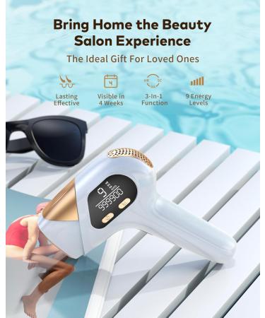 ZKMAGIC IPL Hair Removal Device - 3-in-1 with 9 Energy Levels | Pain-Free Laser Hair Removal for Men & Women | 999 900 Light Impulses | Buy Online Now! - Buy Online on SooperMarket.com