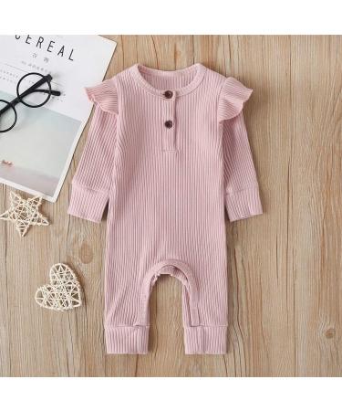 LZH Newborn Romper Bodysuit Pink | Long Sleeve Outfit 12-18 Months - Buy Online on SooperMarket.com