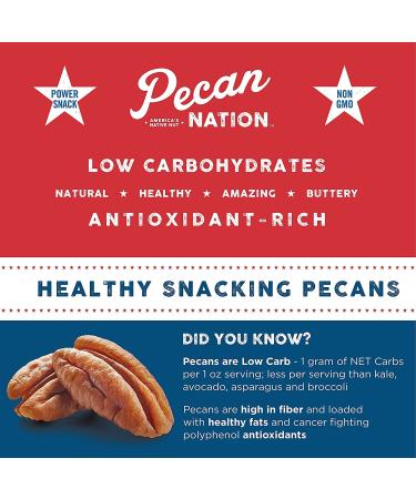 Pecan Nation Cinnamon Flavored Roasted Pecan Halves 8 oz - Natural Antioxidant-Rich Nut Snack, Non-GMO, Preservative-Free - 8 Ounce Pack - Buy Online on SooperMarket.com