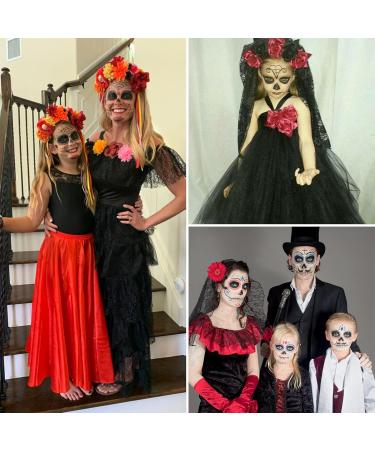 WELROG Halloween Floral Headband Rose Flower Headpiece Day of the Dead Headband Halloween Fancy Dress Costume Accessory (Black-White) - Buy Online on SooperMarket.com