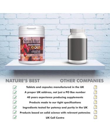 Glucosamine Gold | High Strength 1400mg 100% Plant-Based | 120 Tablets | All-in-one Formula with Phytodroitin Chondroitin Ginger rosehips and quercetin | Taste Free Tablets | Made in The UK - Buy Online on SooperMarket.com