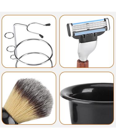 HERCHR 4-Piece Shaving Set | Manual Razor Stainless Steel Stand Brush & Bowl | Premium Men's Grooming Essentials - Buy Online on SooperMarket.com