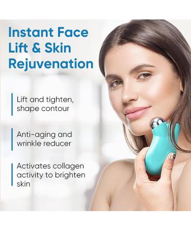 Microcurrent Face & Neck Massager for Wrinkle Reduction and Skin Tightening - Intelligent Facial Device for Contoured Beauty - Blue - Buy Online on SooperMarket.com