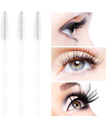 AIBAOBAO 100Pcs Disposable Mascara Wands | White Crystal Eyelash & Eyebrow Brushes | Spoolie Makeup Tools - Buy Online on SooperMarket.com
