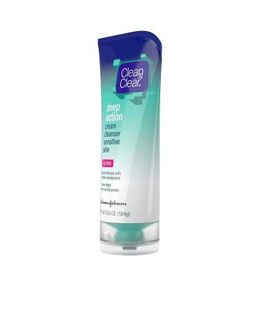 Clean & Clear Deep Action Cream Facial Cleanser for Sensitive Skin - 6.5 oz | Gentle & Effective Acne Treatment - Buy Online on SooperMarket.com