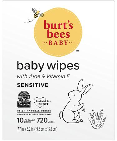 Burt's Bees Unscented Baby Wipes - 720 Count Pack, Hypoallergenic & All Natural with Aloe & Vitamin E - Fragrance Free Towelettes for Sensitive Skin - Buy Online on SooperMarket.com