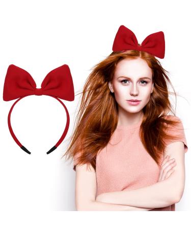 WLLHYF Bow Headband Headdress for Women and Girls  Valentine's Day Red Bowknot Hair Bands Hair Hoop Perfect Hair Accessories for Party and Cosplay (1 Pack Red)