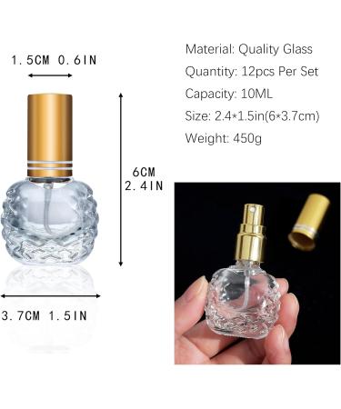 Yu Feng Set: 12.10ml Portable Refillable Transparent Glass Spray Bottles | Travel Cosmetic Containers for Parties & Must-Have Tool - Gold - Buy Online on SooperMarket.com