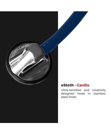 eSteth Cardiology Stethoscope - Ultra Sensitive Single Head - Extra Ear Tips & 30" Flexible Tubing - Navy Blue | Professional Medical Equipment - Buy Online on SooperMarket.com