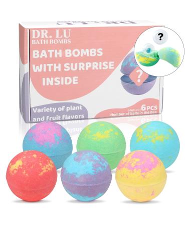 DR. LU Bath Bombs Gift Set for Kids 6PCS Shower Bath Bombs with Surprise Toys Inside Handmade Natural and Organic Bubble Bath Bombs Birthday Christmas Gifts for Girls and Boys 6 Count (Pack of 1)