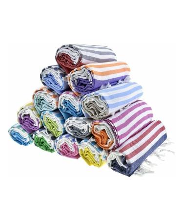 HAVLULAND Sale Set of 6 Turkish Beach Towel Oversized 39x71 100% Turkish Cotton Towel Absorbent Quick-Dry Sand Free Beach Towel for Adults Beach Gifts Light Travel Camping Blanket Beach Accessories