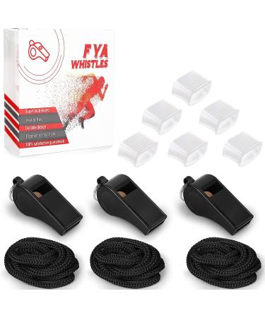 Fya Super Loud Sports Whistle with Lanyard and Mouth Grip - Ideal for Coaches, Referees, Emergency, Lifeguard, Survival - Outdoor Black - Buy Online on SooperMarket.com