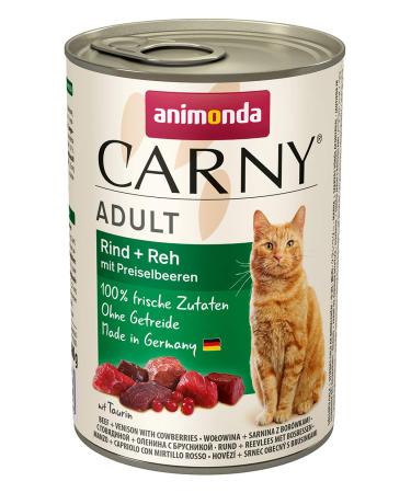 Animonda carny adult cat food wet food for adult cats beef + deer with cranberries 6 x 400 g beef + deer with cranberries 400 g (6 Pack)