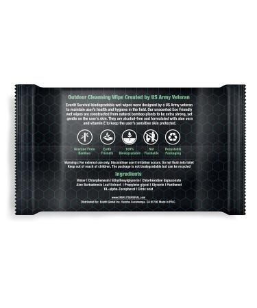 Everlit Survival Natural Bamboo Wet Wipes - Rinse-free Biodegradable Body Wipes for Travel, Camping, and Gym - 5 Packs of 20 Count - Buy Online on SooperMarket.com