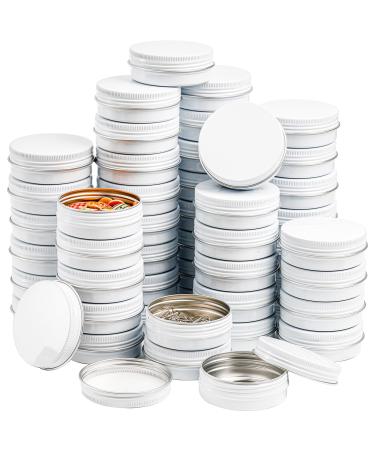 Foraineam 48 pieces of aluminum lip balm empty jar - round travel cream can made of aluminum tin can metal cans with screw lid - empty metal cans for travel cans white
