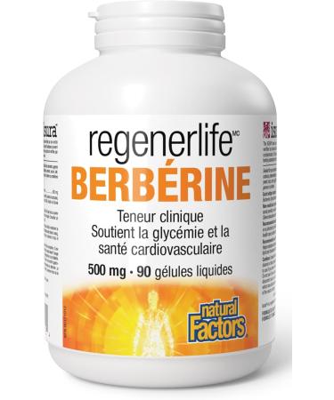 Natural Factors Regenerlife Berberine 500mg 90 liquid softgels Clinical Strength Helps Support Blood Sugar and Cardiovascular Health - Buy Online on SooperMarket.com