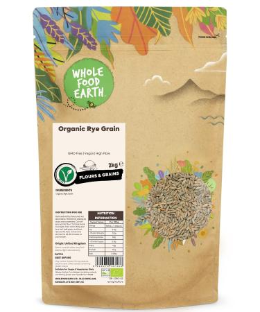 Wholefood Earth Organic Rye Grain 2 kg | GMO Free | Vegan | High Fibre | Certified Organic 2kg