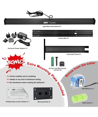 ONE80 ILLUMINA Dartboard Lighting System - Clear Vision Design, Sunlight Effect, Tape Measure & Level - Dartboard & Surround Not Included - Buy Online on SooperMarket.com
