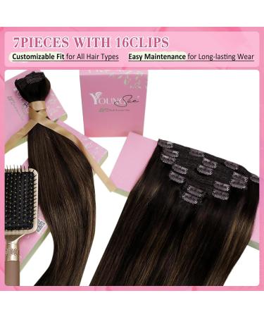 Youngsee 40 cm Brown Ombre Clip-In Extensions - Real Hair 120g 7 Pieces - Smooth & Easy Clips - Buy Online on SooperMarket.com