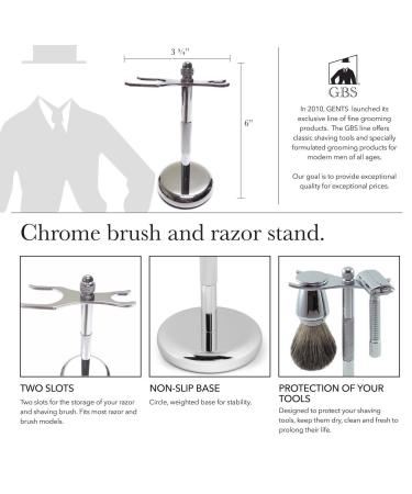 G.B.S Slant Safety Razor Shaving Set | Chrome Stubble Remover Brush & Stand - Classic Shave + 10 Blades - Buy Online on SooperMarket.com