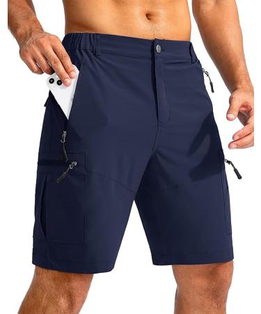 Tansozer Short Men's Hiking Pants With Zipper Pocket Outdoor Summer Cargo Shorts Blue L Short
