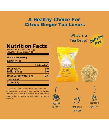 Sweetened Organic Citrus Ginger Tea Drops | Handcrafted Herbal Loose Leaf Tea | Perfect Gift for Tea Lovers | Hot or Iced - Buy Online on SooperMarket.com