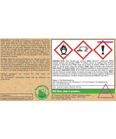 HG Eco Laundry Detergent Booster - 500g | Odour Eliminator & Scent Booster | Eco-Friendly & Recyclable Bottle | HG Cleaning Products - Buy Online on SooperMarket.com