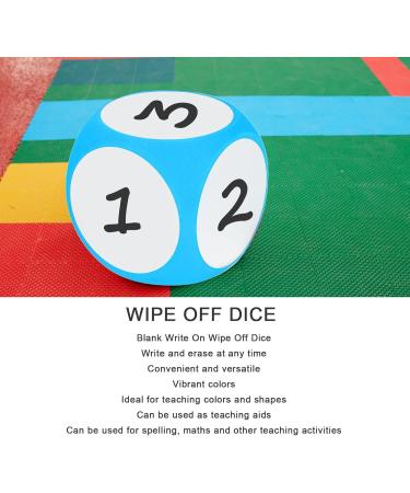 Fockety Write on Wipe Off Dice - 3.9in Blank EVA Dry Erase Cubes in Blue | Portable Teaching Aids for Writing Letters Numbers & Shapes | Vibrant & Cleanable - Buy Online on SooperMarket.com