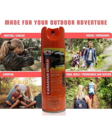 Canadian Shield Mosquito & Insect Repellent | DEET FREE! | 20% Icaridin | Formulated for Hunting Fishing Camping Family Fun and anything Outdoors | 12 Hours of Protection (142G) Aerosol (2 PACK) - Buy Online on SooperMarket.com