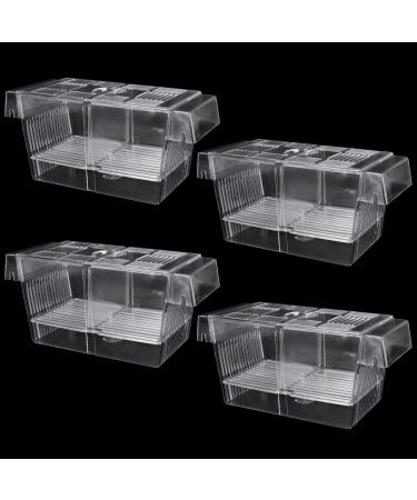 FVIEXE 4PCS Breeder Box for Fish Tank, Aquarium Fish Breeder Box Acrylic Fish Tank Divider Acclimation Box Hatchery Incubator with Suction Cups Isolation Fry Breeder Box for Guppy Baby Fish Shrimp