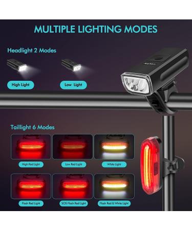 Alyken Bike Lights Set - Super Bright USB Rechargeable 1200 Lumen Front Headlight and Rear Taillight for Night Riding Safety - Buy Online on SooperMarket.com