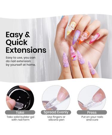 MIZHSE Solid Nail Builder Gel and 3D Nail Gel Kit All in 1 Kits with Chrome Powder and Silicone Nail Art Sculpture Pen Clear Gel Nail Extension 3D Sculpting Gel for Nails Strengthen Gel for Nails Art - Buy Online on SooperMarket.com