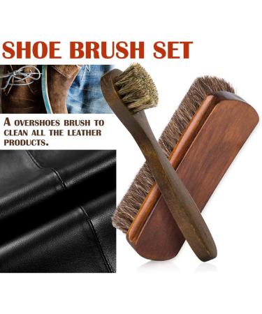 Set of 2 Wooden Shoe Brushes with Horse Hair Bristles - Shoe Shine, Clean, Buff, and Polish Shoes, Sofas, Bags, and Furniture - Buy Online on SooperMarket.com