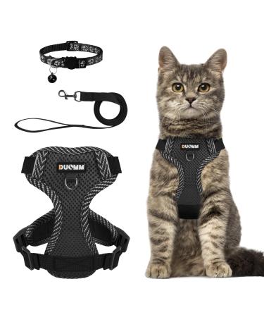 NeuWook Cat Harness and Lead Set Escape Proof Cat Kitten Walking Vest with Leash Adjustable Reflective No Pull Soft Mesh Padded Vest Harnesses for Small Dogs Cats (Black L) L Black