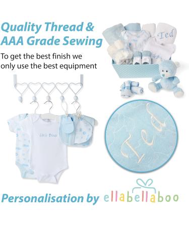 Baby Boy Personalised Gifts Set - 12 Essential Items for Newborn with 2 Customised Baby Gifts - Blue Baby Box Hamper - Buy Online on SooperMarket.com