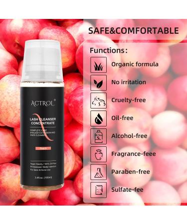 Eyelash Cleanser Concentrate 100ml Peach Professional Lash Shampoo Foaming Cleanser DIY Paraben & Sulfate Free Non-lrritating Wash for Extensions Lashes with Salon Home Care-Makes 10 Bottles Peach 1 count (Pack of 1) - Buy Online on SooperMarket.com