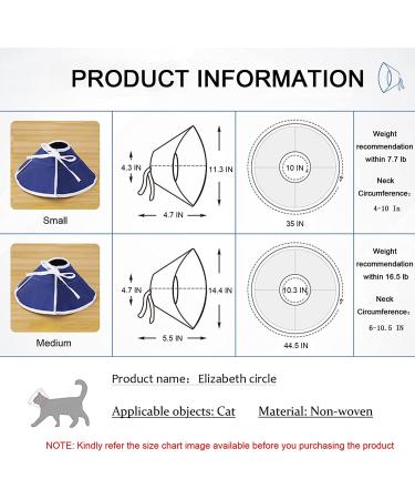 Soft Nonwoven Fabric Cat Cone Collar - Adjustable Recovery Elizabethan Collar for Cats, Kittens, and Puppies - Effective Solution to Stop Licking and Head Scratching - Prevent Infections - Medium Size - Buy Online on SooperMarket.com