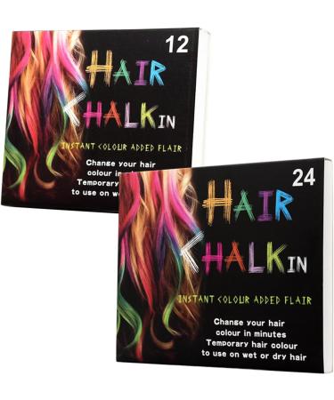 Hair Chalk 12 Colors Temporary Hair Dye Safe Hair Chalk for Kids Washable Temporary Hair Colour Pen Colorful Great Toy Temporary Hair Color for Halloween Carnival - Buy Online on SooperMarket.com