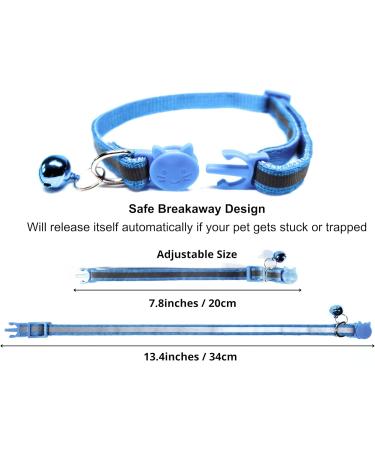 Nearasu 12 Pack Cat Collars Reflective Safety Quick Release Buckle Cat Collar for Cat Kitten Pet Breakaway With Bell Adjustable Large Hi Vis 20-34cm For All Domestic Cats Male Female (Multi-colored) - Buy Online on SooperMarket.com