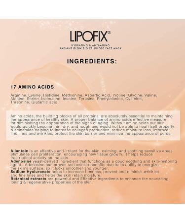 Lipofix Anti Aging Lifting Hydrating Facial Bio Cellulose Face Mask - 5 Masks, Korea Made for Fine Line Reduction and Skin Radiance - Buy Online on SooperMarket.com