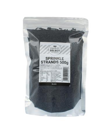 Culpitt Select Sprinkles | Black Sugar Strands Cake Sprinkle Decorations For Cakes Cupcakes Cookies Ice Cream and Desserts | 500g Strands Black