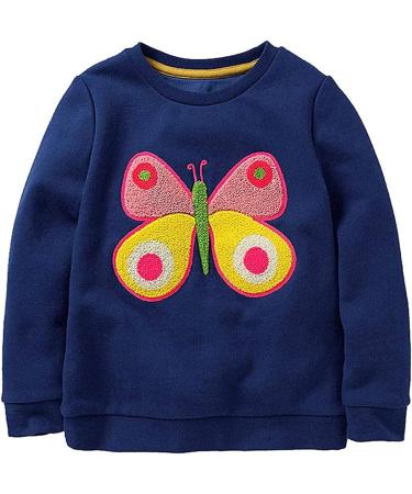 Girls Cotton Sweatshirt - Long Sleeve Toddler Top, Age 1-12 Years, Blue - Size 6-7 - Buy Online on SooperMarket.com