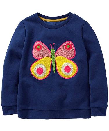 Girls Sweatshirt for Kids Cotton Top Casual Jumper Girl T Shirt Toddler Clothes Long Sleeve Pullover Age 1-12 Years 3-4 Years 02 Blue