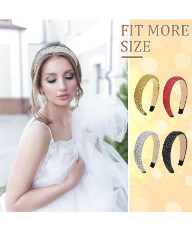 4-Piece Rhinestone Crystal Headband Set - Handmade Bling Hairbands for Women & Girls in Black, White, Red, Gold - Buy Online on SooperMarket.com