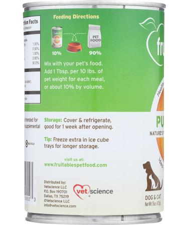 Fruitables Pumpkin Pet Food - 15 Oz | Healthy Dog Treats & Nutrition - Buy Online on SooperMarket.com