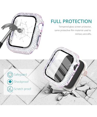 Surace Apple Watch Case 44mm with 300 Diamonds and Screen Protector - Rainbow Iridescent Bling Cover for Apple Watch Series 6/5/4/3/2/1 - Tempered Glass Protective Cover - Buy Online on SooperMarket.com