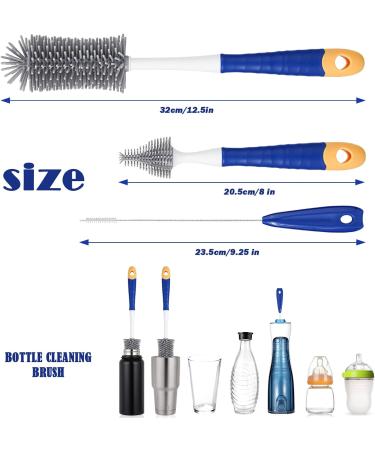 TAGVO 3 in 1 Soft Silicone Baby Bottle Cleaning Brushes Set - Teat, Straw, and Stand Cleaner for Bottles, Glasses, Thermoses, and Food Jars - Buy Online on SooperMarket.com